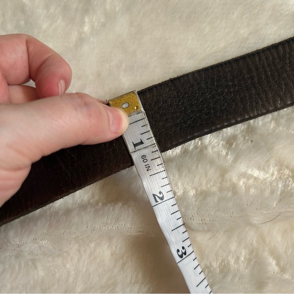 Polo ralph lauren dark brown genuine leather brass buckle belt 32 - Picture 9 of 11